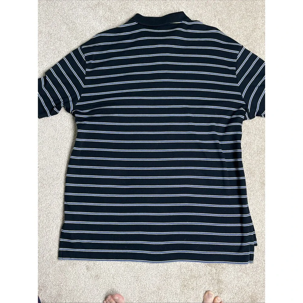 VTG 90s Y2K Polo Ralph Lauren Mens‎ XL Polo Shirt Black Yellow Striped Short Slv
